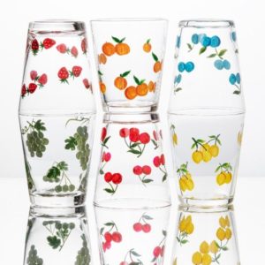 Livellara Set 6 Bicchieri Dipinti a Mano Frutta Fresca