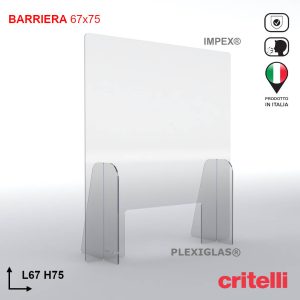Barriera plexiglass e policarbonato parafiato di protezione con schermo trasparente 67X75 cm