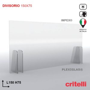 Divisorio separè parafiato di protezione con schermo trasparente 150X75 cm