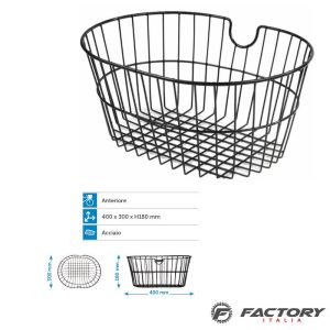Cesto anteriore acciaio senza ganci nero