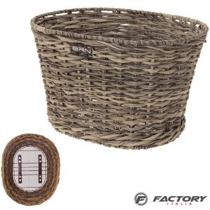 Cesto bici vintage anteriore in eco-rattan grigio