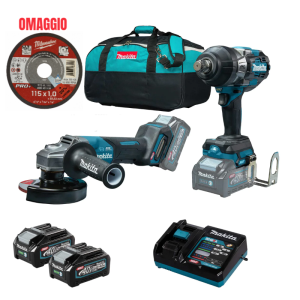 Makita DK0139G202 KIT TRAPANO SMERIGLIATRICE 40V 4Ah + DISCO OMAGGIO