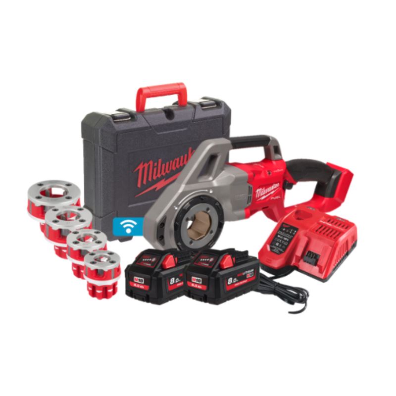 Milwaukee M18 FPT114-802CA FILETTATRICE FILIERA 18V 8AH 2 BATTERIE 4 BUSSOLE - immagine 2
