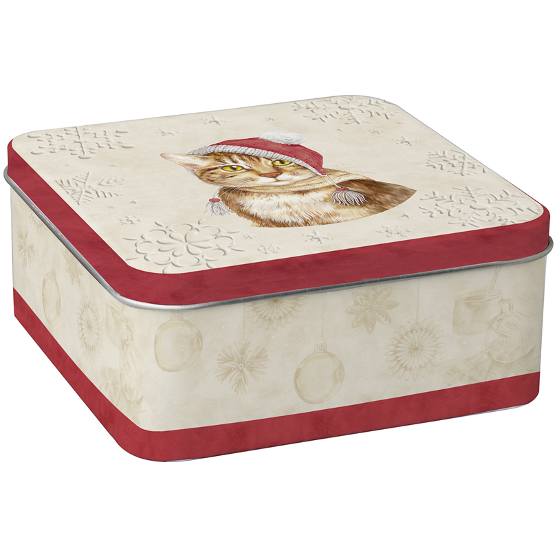 Scatola in Latta Porta Biscotti “Gattino Jill” cm 15x15x6,5 - immagine 2