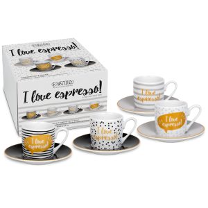 Tazzine caffè con piattino “Love Espresso” ml 85 (4 pz)