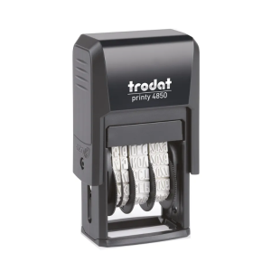 TRODAT PRINTY 4850/L1 P2 Timbro Autoinchiostrante Rettangolare Datario data italiana 25 x 5 mm con testo commerciale RICEVUTO e Cartuccia blister Blu e Rossa