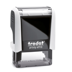 TRODAT PRINTY 4910 Timbro Autoinchiostrante Rettangolare Bianco Artico 26×9 mm testo a 2 righe con Cartuccia Nera