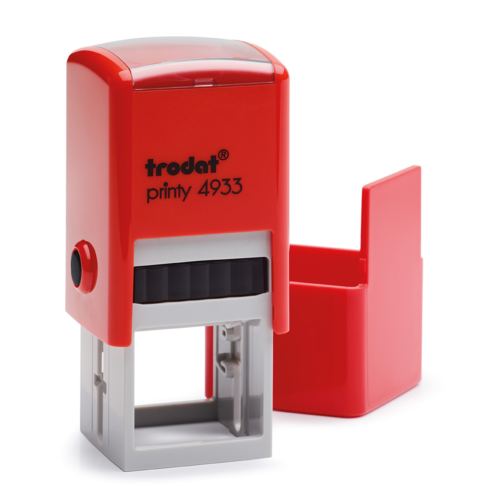 TRODAT PRINTY P2 4933 Timbro Autoinchiostrante Quadrato Rosso 25X25 mm Testo a 5-6 righe con Cartuccia Nera - immagine 2