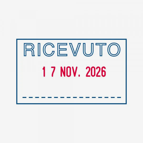 TRODAT PRINTY 4750/L1 P2 Timbro Autoinchiostrante Rettangolare Datario data italiana 41 x 24 mm con testo commerciale RICEVUTO e Cartuccia blister Blu e Rossa - immagine 3