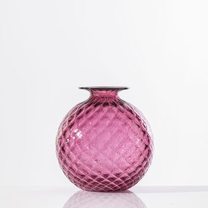 Venini Vaso Monofiore Balloton Magenta Filo Rosso H24,5 cm