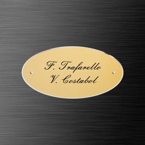 Targa ovale alluminio anodizzato oro