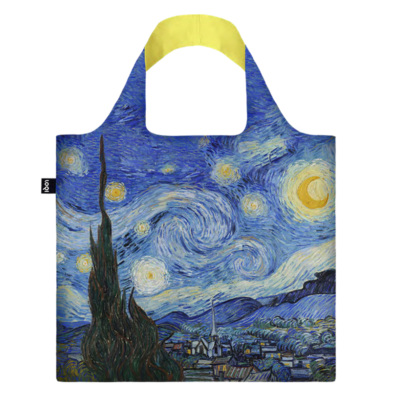 Borsa Shopper Loqi (recycled) – “Vincent Van Gogh – The Starry Night Neon Yellow” - immagine 2