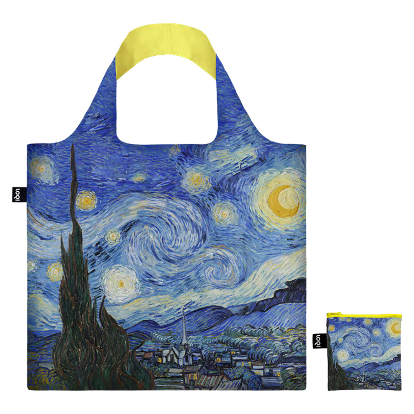 Borsa Shopper Loqi (recycled) – “Vincent Van Gogh – The Starry Night Neon Yellow” - immagine 3