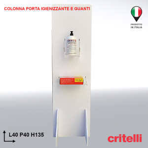 Colonna portadispenser igienizzante e porta guanti