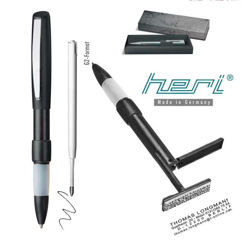 Penna Timbro Heri 50620 Rollerball autoinchiostrante nera 33×8,7mm nero - immagine 2