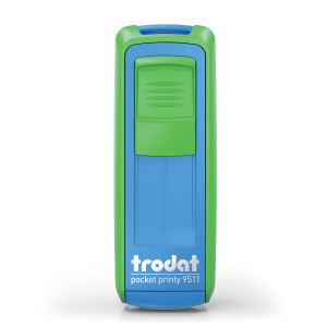TRODAT POCKET PRINTY 9511 Timbro Autoinchiostrante Rettangolare Blu Cielo / Verde Mela 38×14 mm Testo sino a 4 righe con Cartuccia Nera